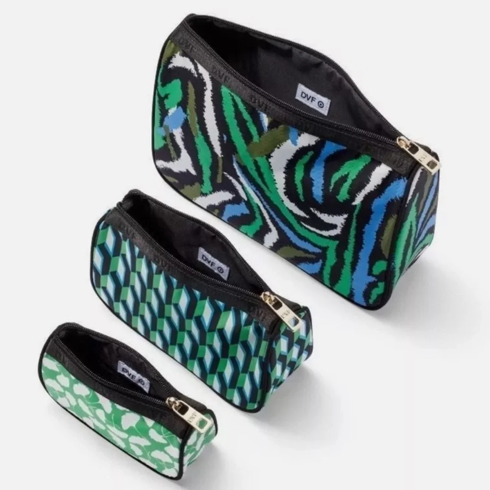 DVF x Target Travel Pouches Disco Zebra/Arrow Geo/Ginkgo 3-Pack